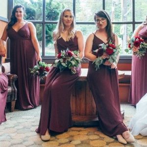 David’s Bridal Long burgundy wrap dress